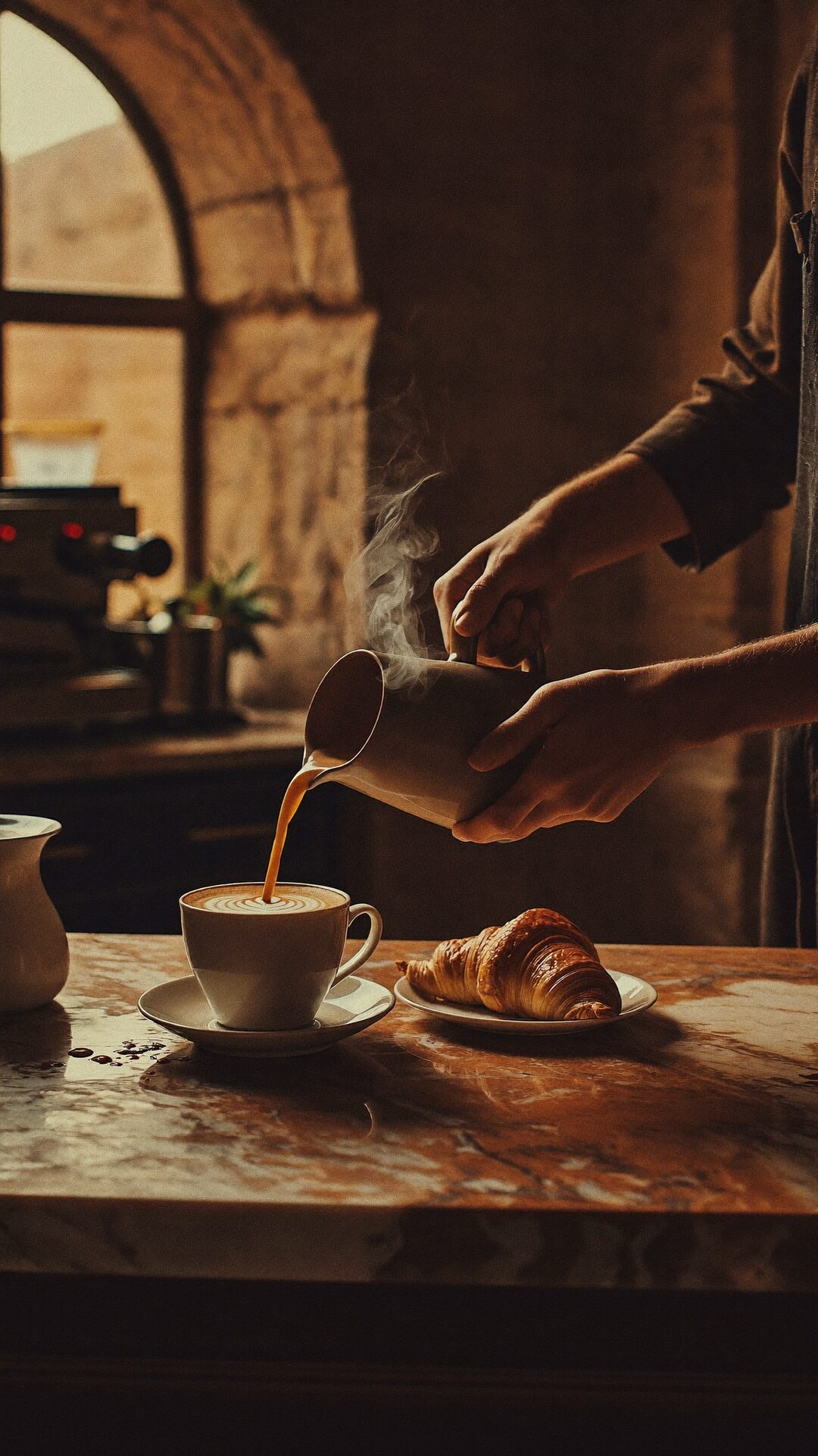 Latte art poured in the Maqam coffee house